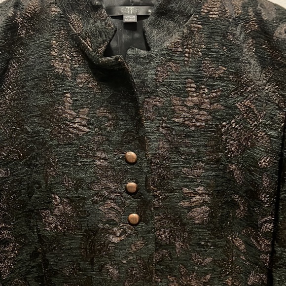 NEW PRICE - Tailored blazer mandarin collar, brocade pattern and copper buttons - Picture 2 of 5